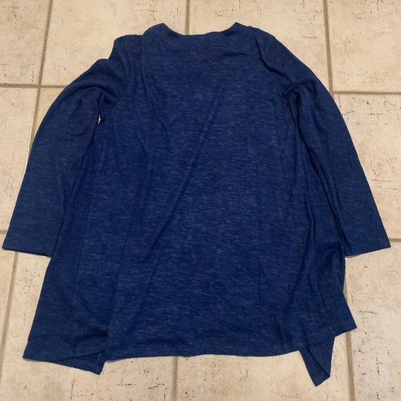 💜 Lily Morgan Blue & Black Split Front Layered Tunic Top LG - Picture 5 of 6